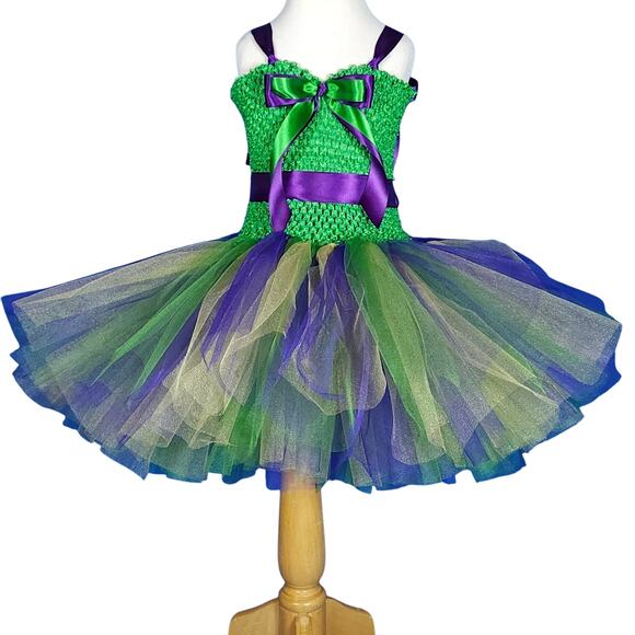BLACK FRIDAY SALE - TuTu Dress Purple, Green, Black & Gold, Size 6 - 9 Youth NWT - Picture 4 of 10